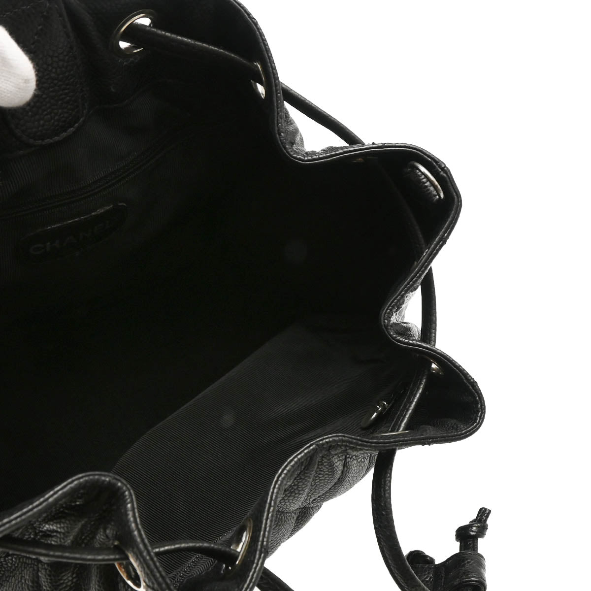 Chanel 1996-1997 Black Caviar Drawstring Backpack