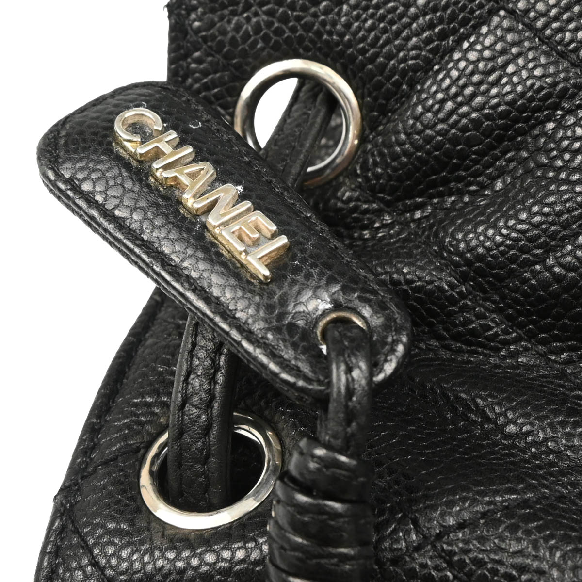 Chanel 1996-1997 Black Caviar Drawstring Backpack