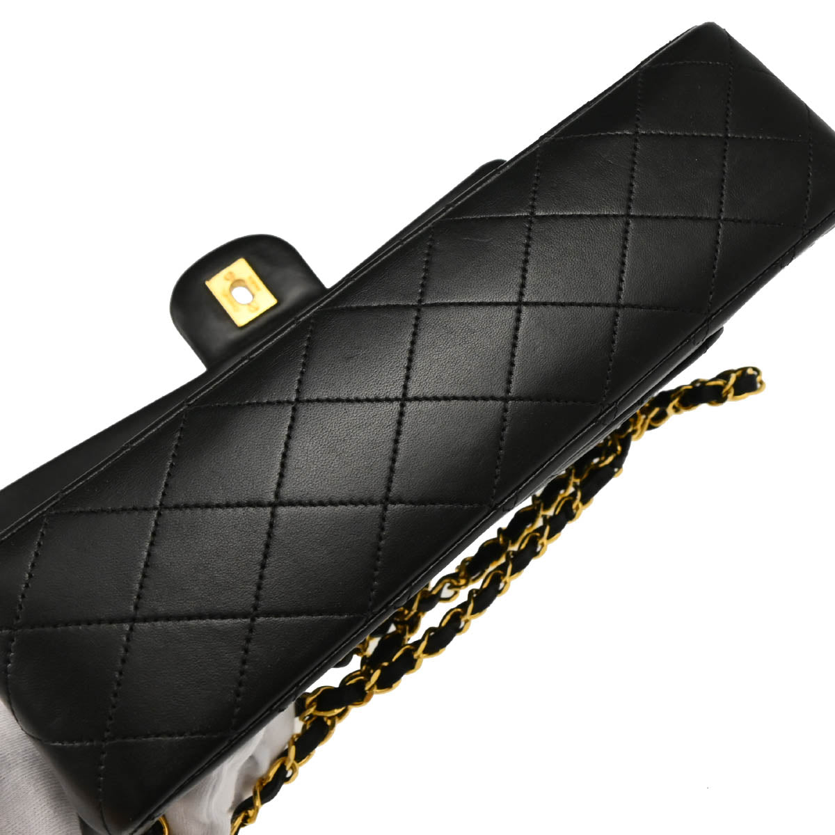 Chanel 1989-1991 Black Lambskin Medium Classic Double Flap Shoulder Bag