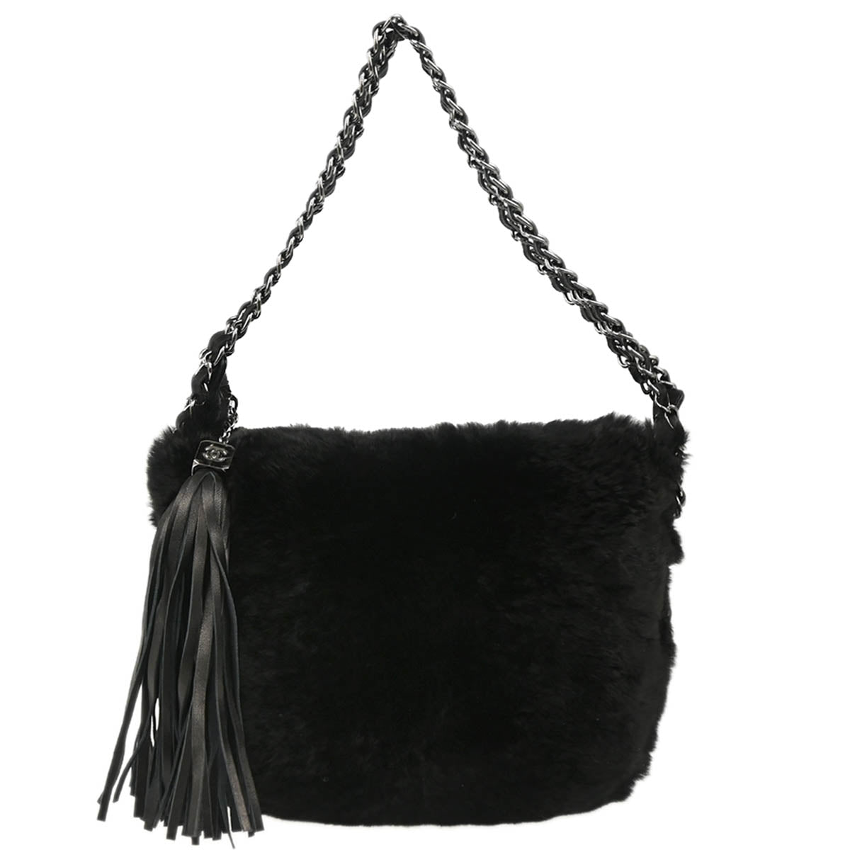 Chanel 2005-2006 Black Fur Chain Handbag