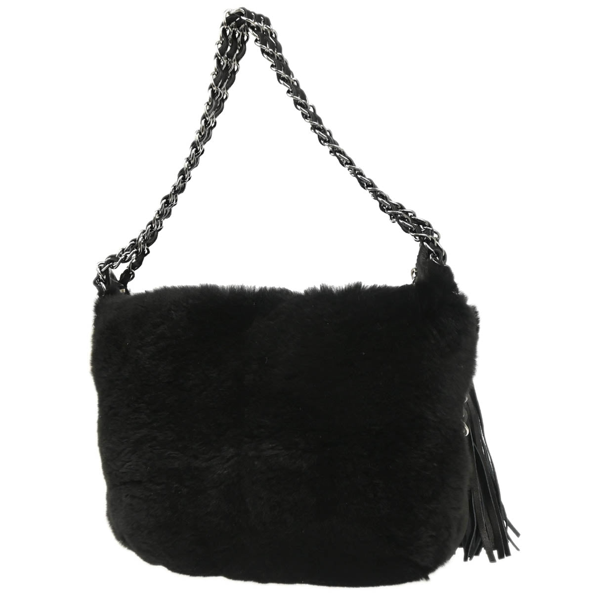 Chanel 2005-2006 Black Fur Chain Handbag