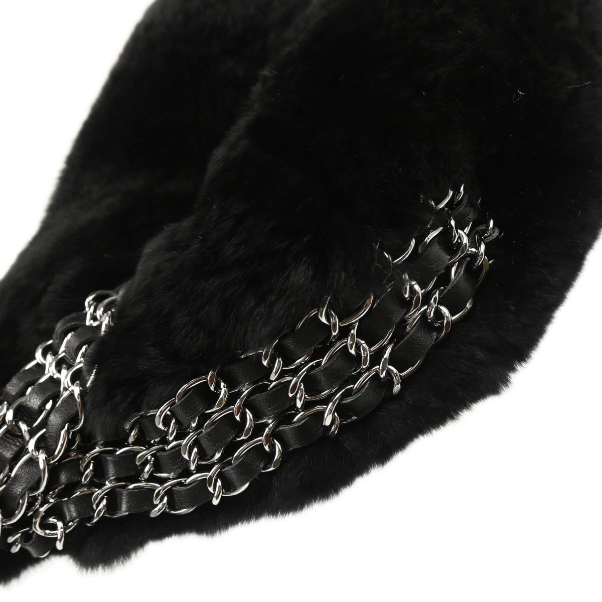 Chanel 2005-2006 Black Fur Chain Handbag