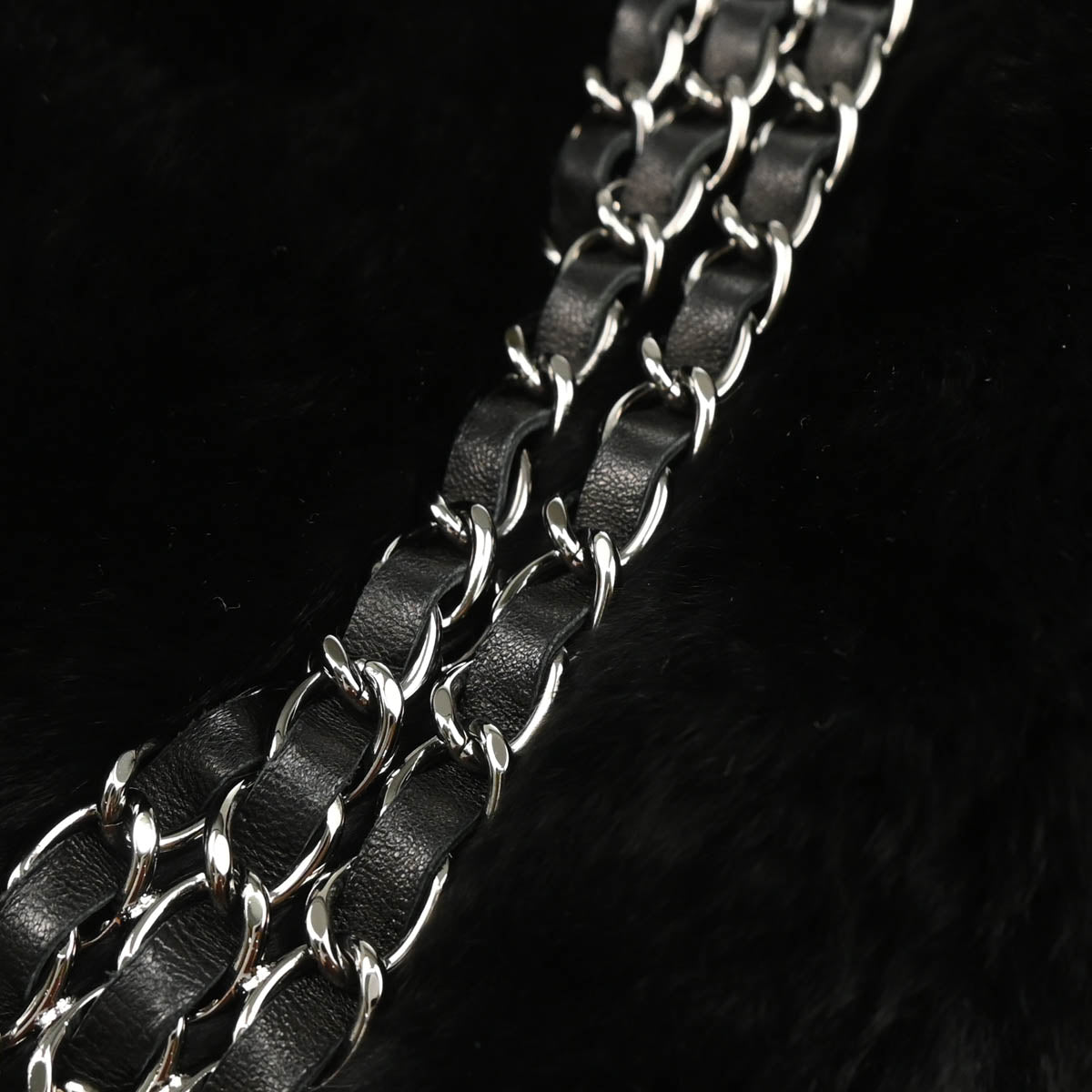 Chanel 2005-2006 Black Fur Chain Handbag