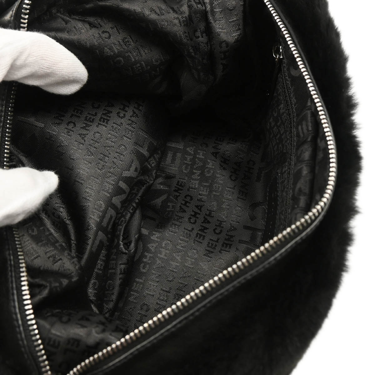 Chanel 2005-2006 Black Fur Chain Handbag