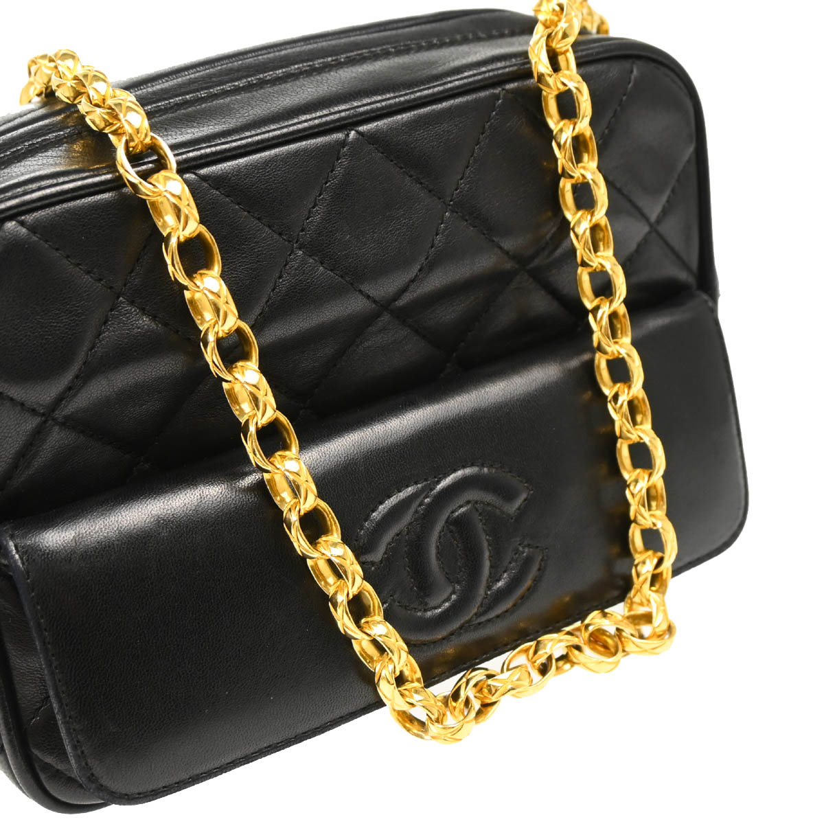 Chanel Black Lambskin Camera Bag Mini