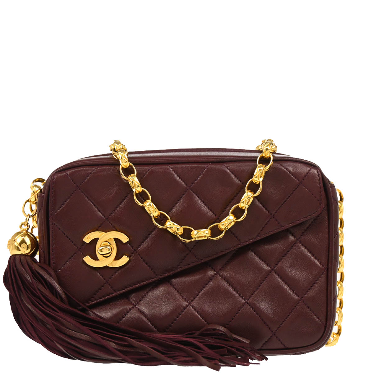 Chanel 1991-1994 Bordeaux Lambskin Camera Bag Mini