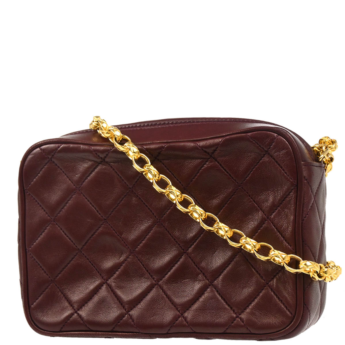 Chanel 1991-1994 Bordeaux Lambskin Camera Bag Mini