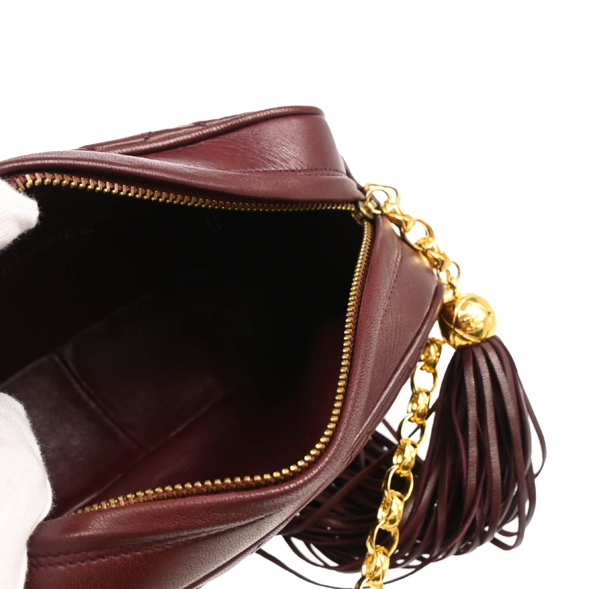 Chanel 1991-1994 Bordeaux Lambskin Camera Bag Mini