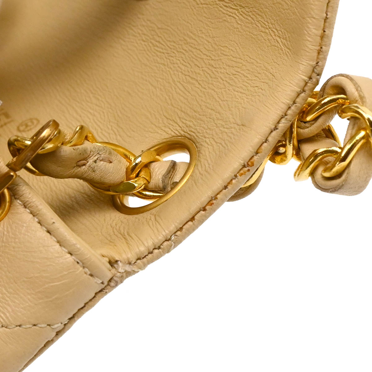 Chanel 1989-1991 Beige Lambskin Mini Classic Square Flap Shoulder Bag 17