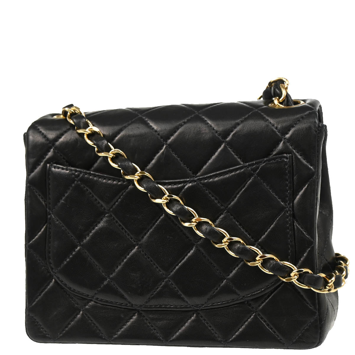 Chanel 2000-2002 Black Lambskin Mini Classic Square Flap Shoulder Bag 17