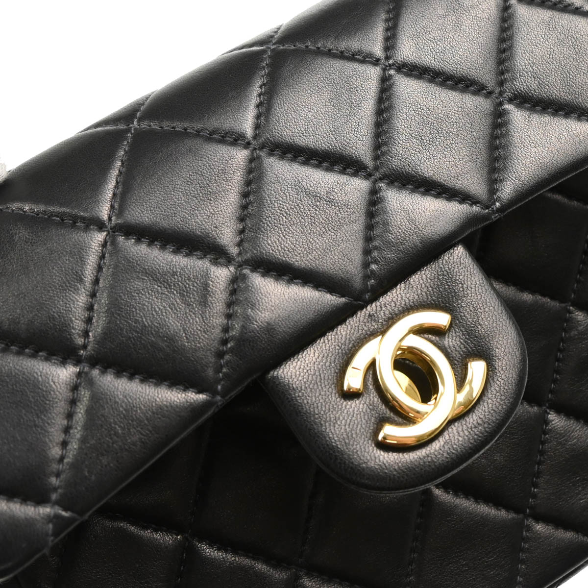 Chanel 2000-2002 Black Lambskin Mini Classic Square Flap Shoulder Bag 17
