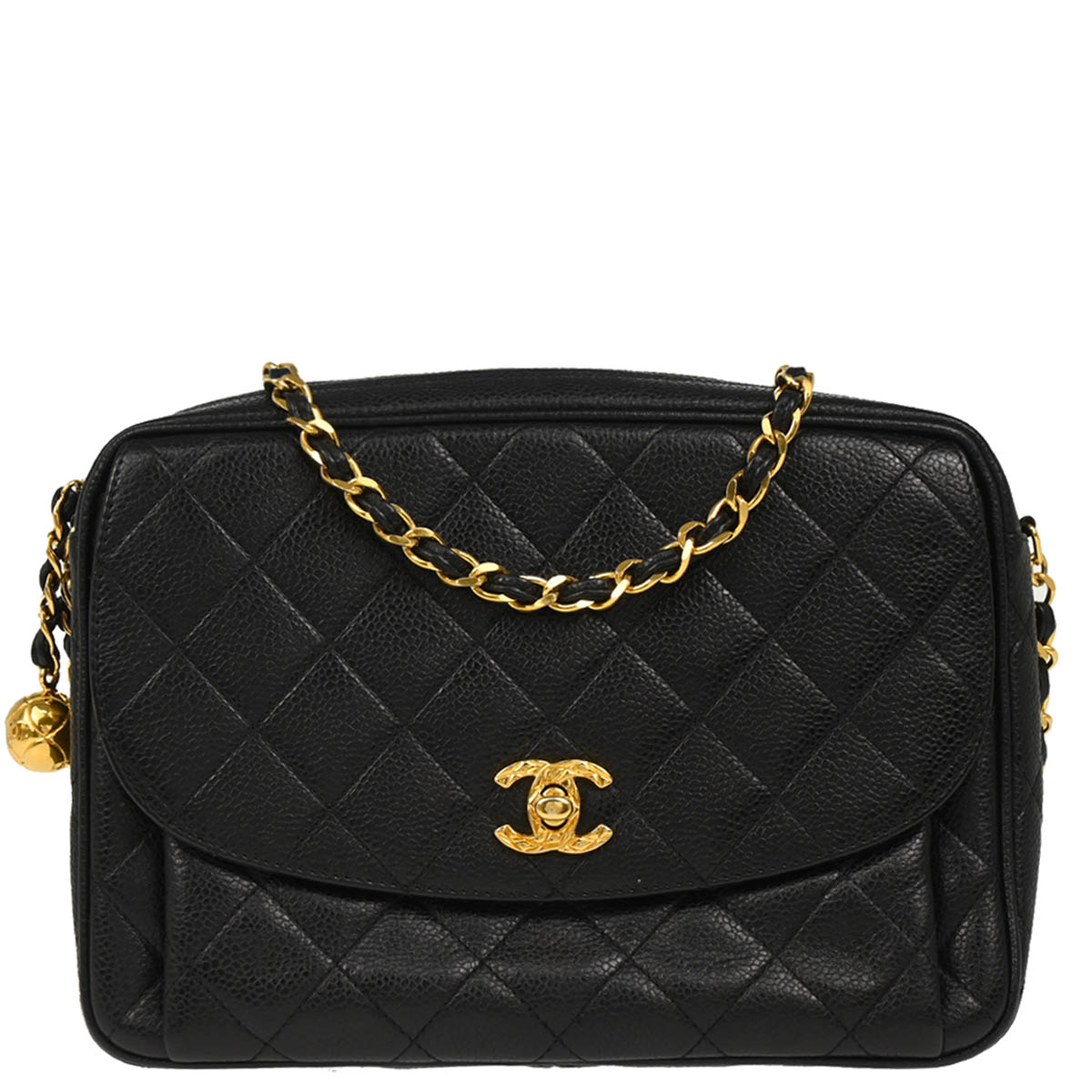 Chanel 1991-1994 Black Caviar Camera Bag Small