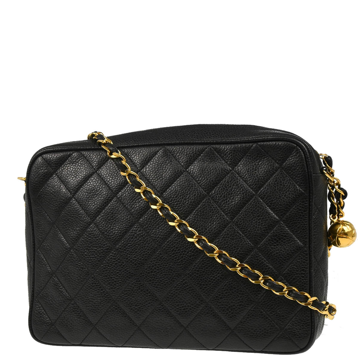 Chanel 1991-1994 Black Caviar Camera Bag Small