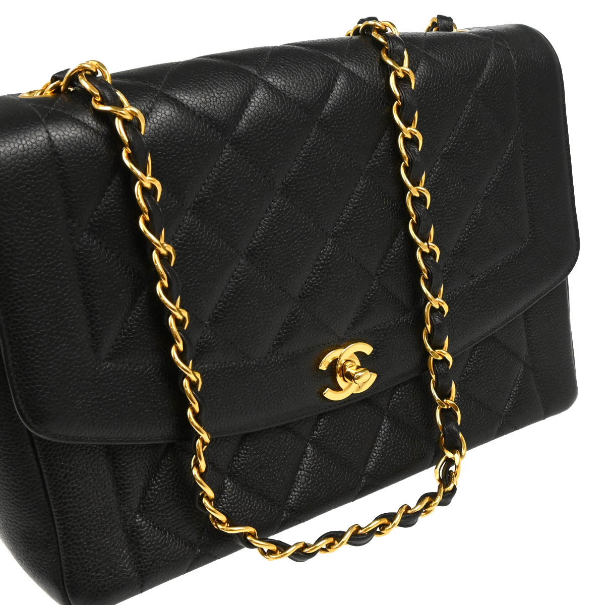 Chanel 1996-1997 Black Caviar Shoulder Bag