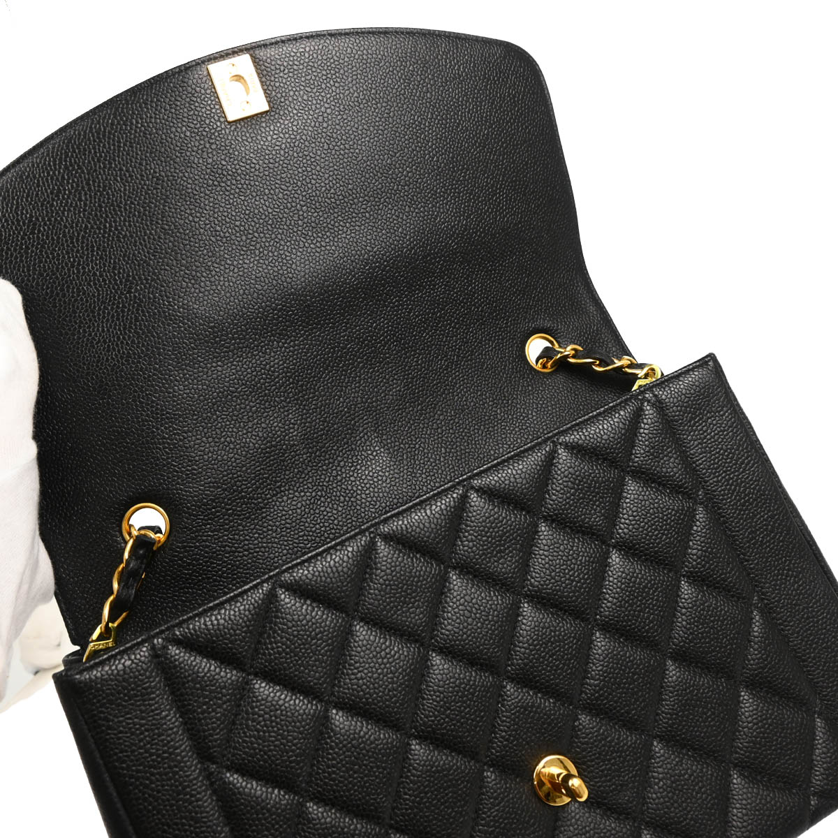 Chanel 1996-1997 Black Caviar Shoulder Bag