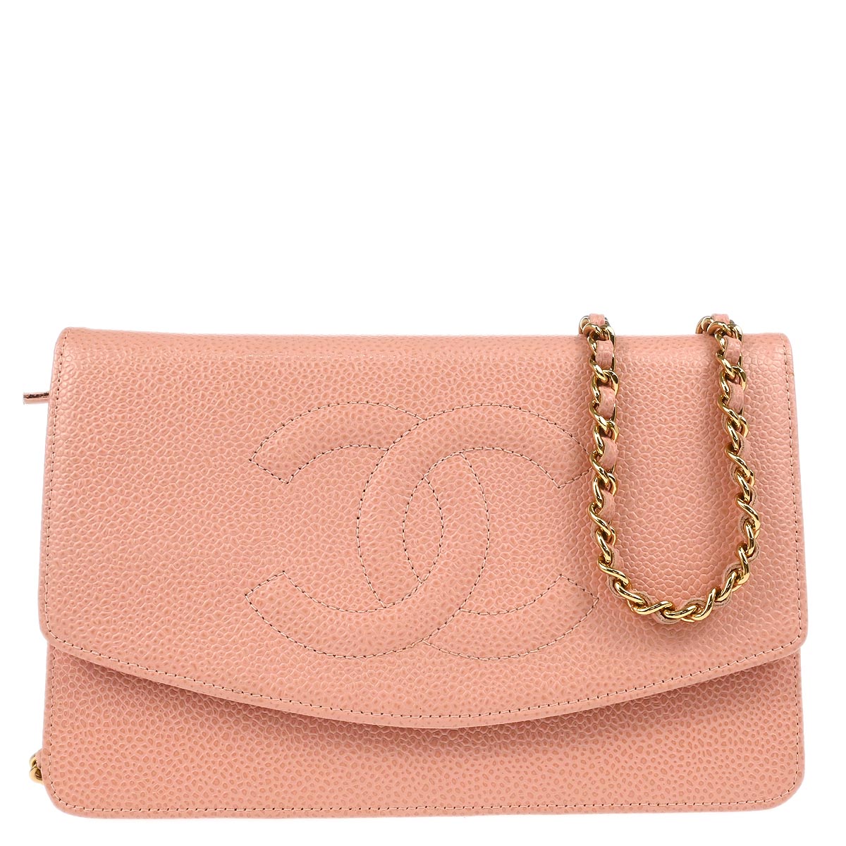 Chanel 2003-2004 Pink Caviar Timeless WOC Chain Shoulder Wallet Bag