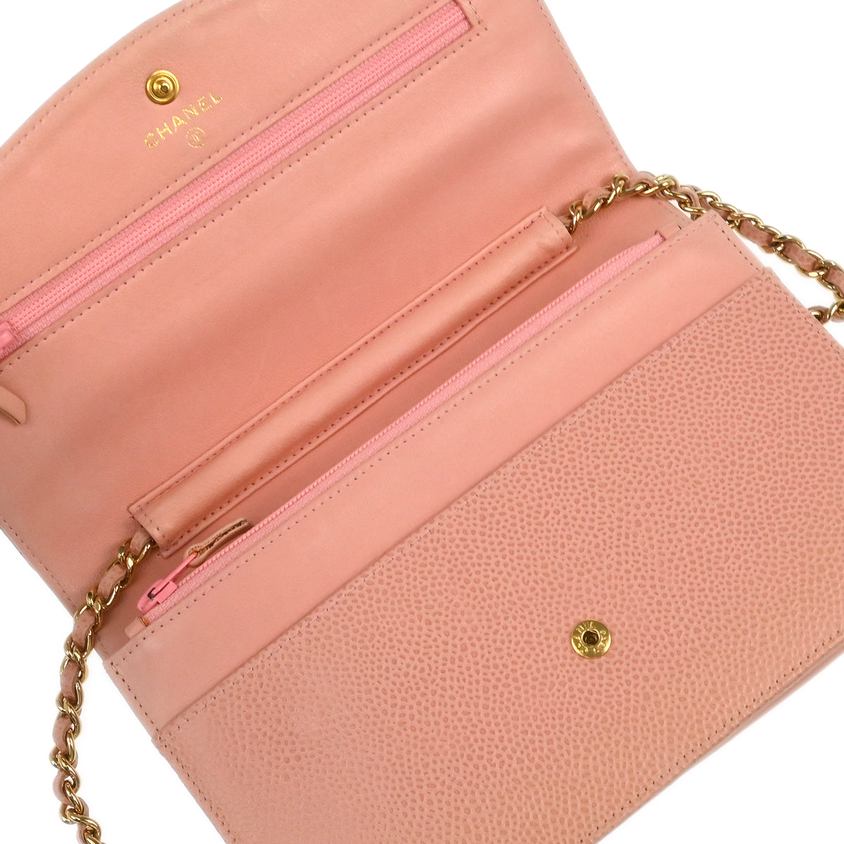 Chanel 2003-2004 Pink Caviar Timeless WOC Chain Shoulder Wallet Bag