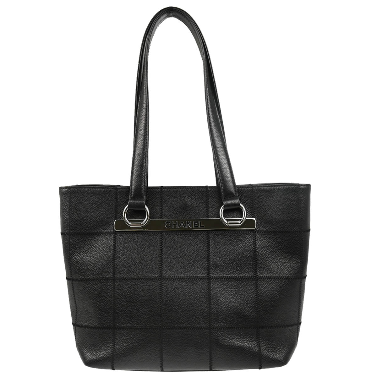 Chanel 2005-2006 Black Caviar Choco Bar Tote Bag