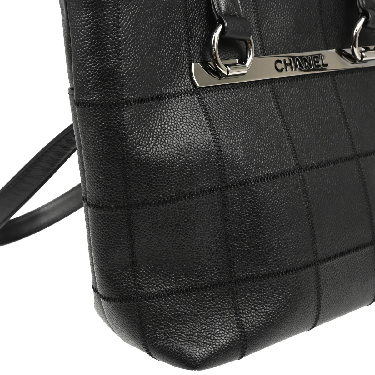 Chanel 2005-2006 Black Caviar Choco Bar Tote Bag