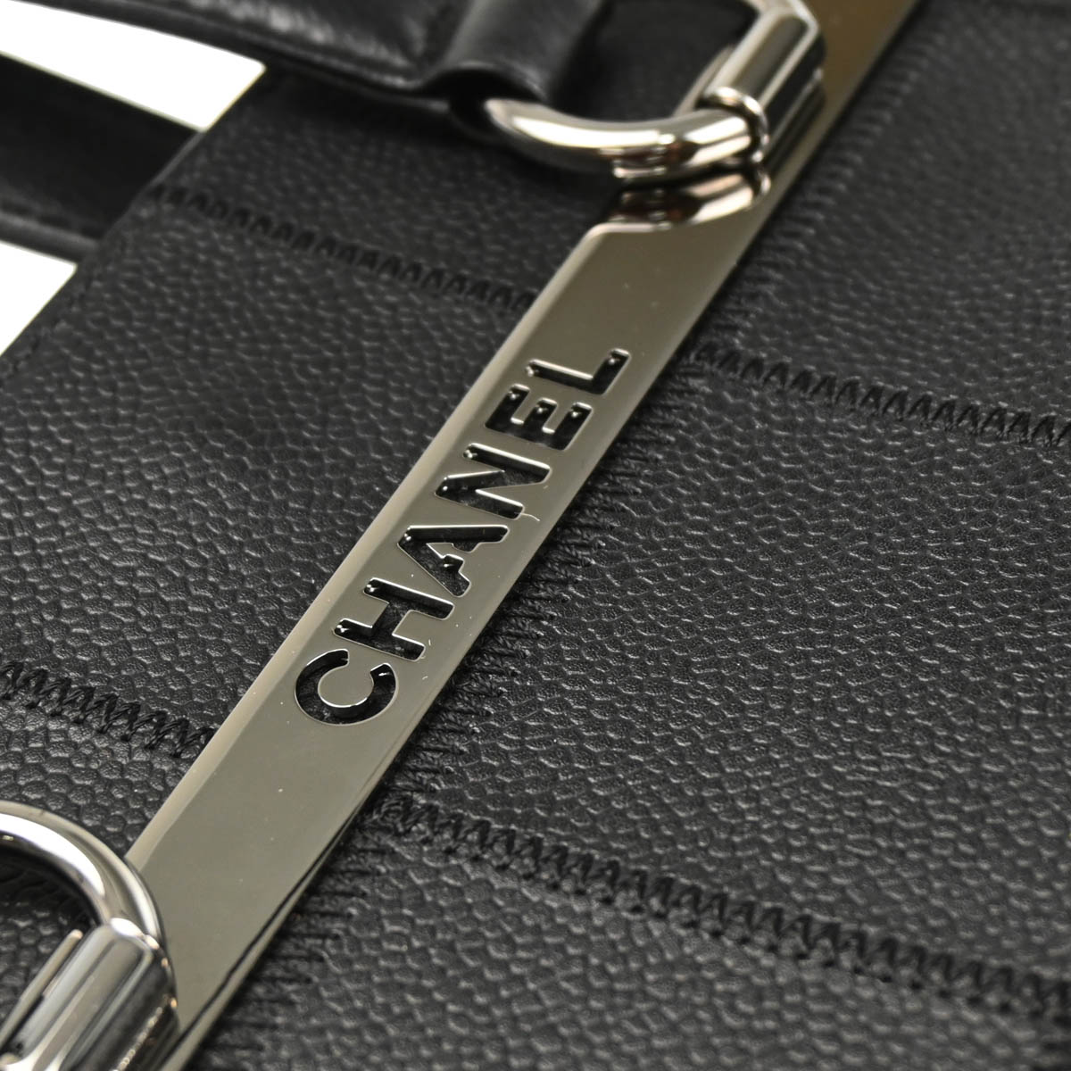 Chanel 2005-2006 Black Caviar Choco Bar Tote Bag