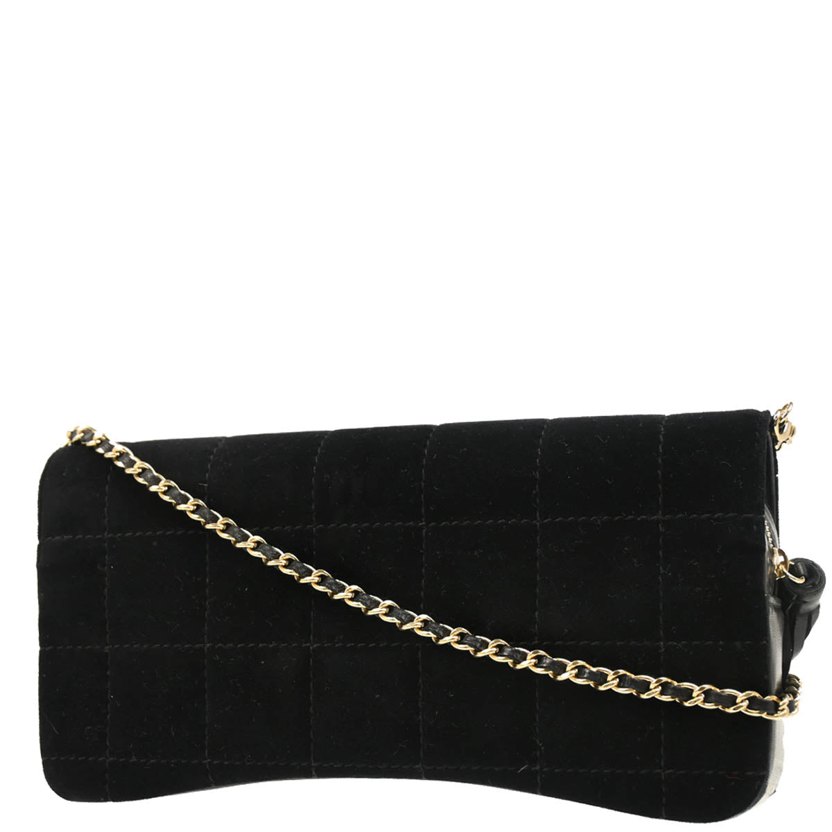 Chanel 2002-2003 Black Velvet Choco Bar Shoulder Bag