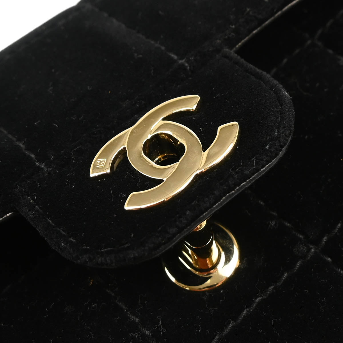 Chanel 2002-2003 Black Velvet Choco Bar Shoulder Bag