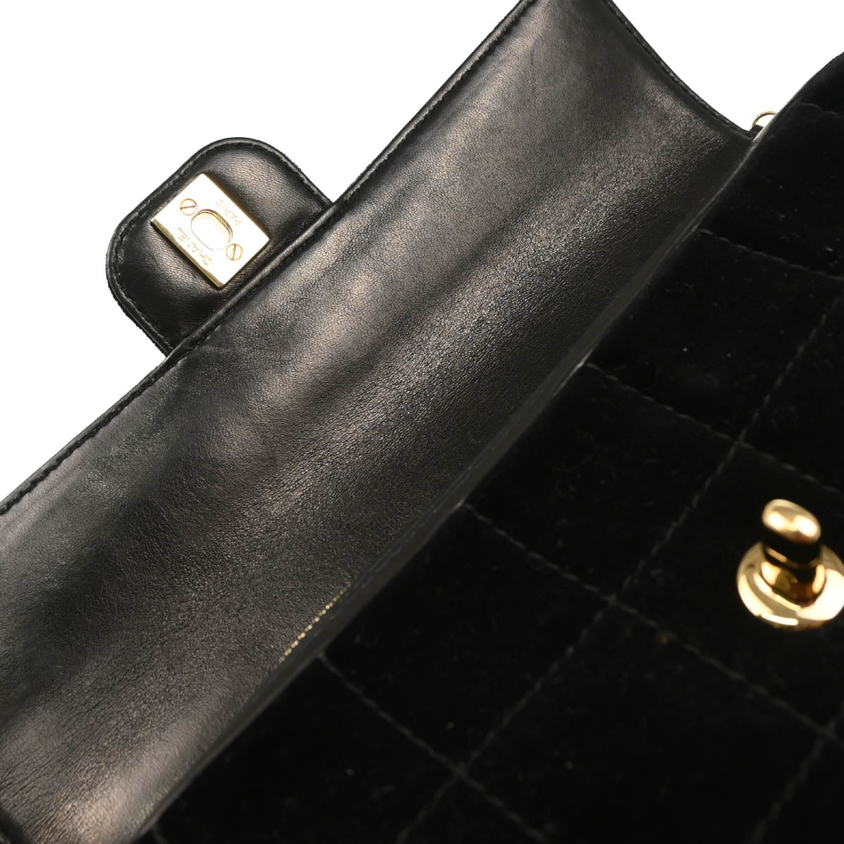 Chanel 2002-2003 Black Velvet Choco Bar Shoulder Bag