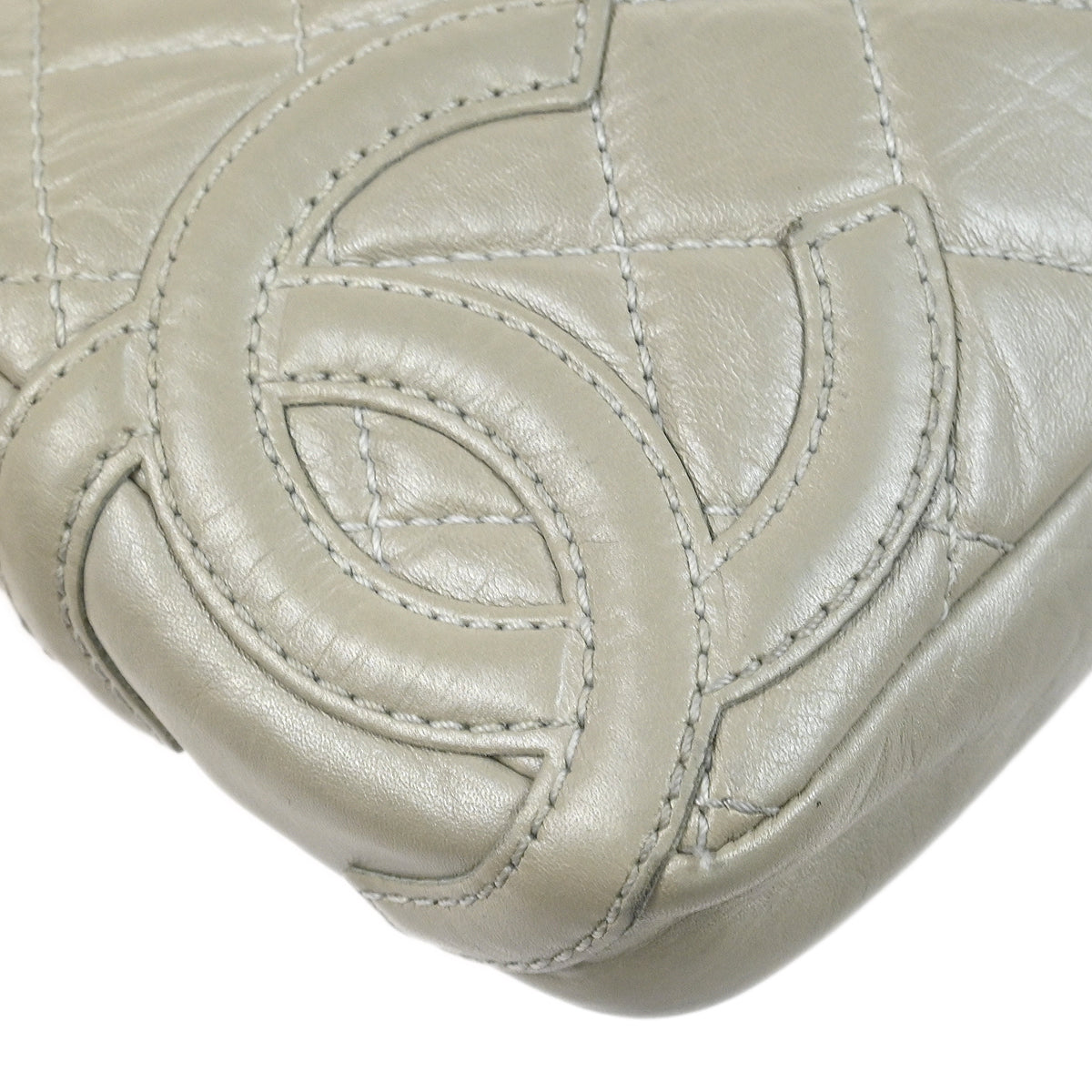 Chanel 2006-2008 Light Gray Calfskin Cambon Ligne Handbag