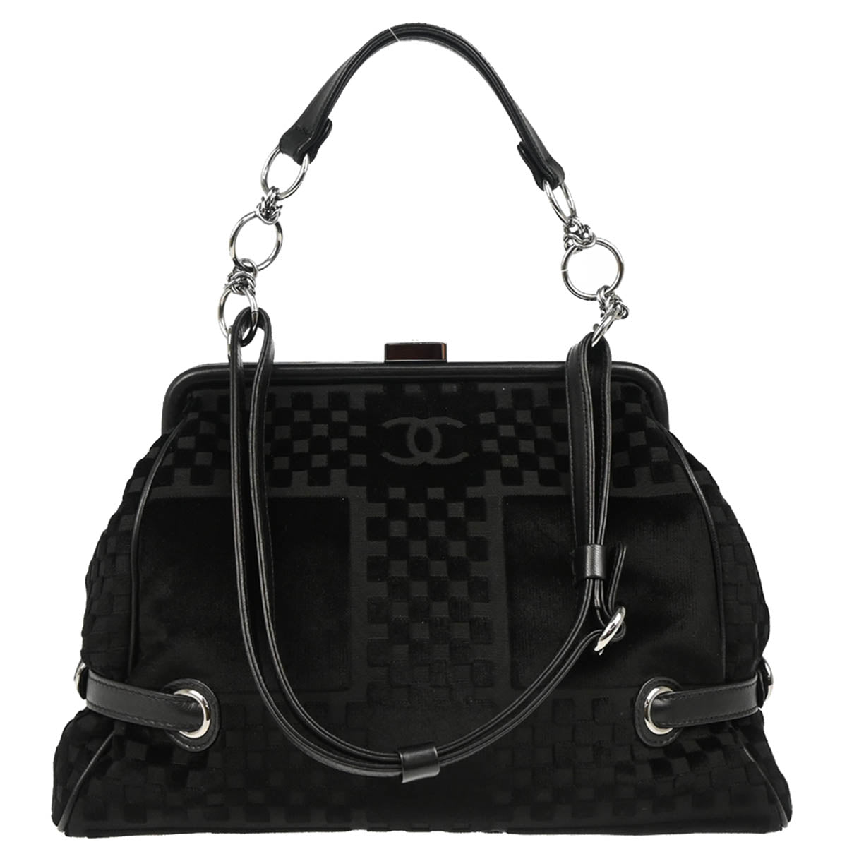 Chanel 2005-2006 Black Velvet 2way Shoulder Handbag