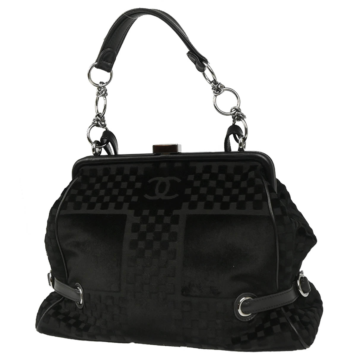 Chanel 2005-2006 Black Velvet 2way Shoulder Handbag