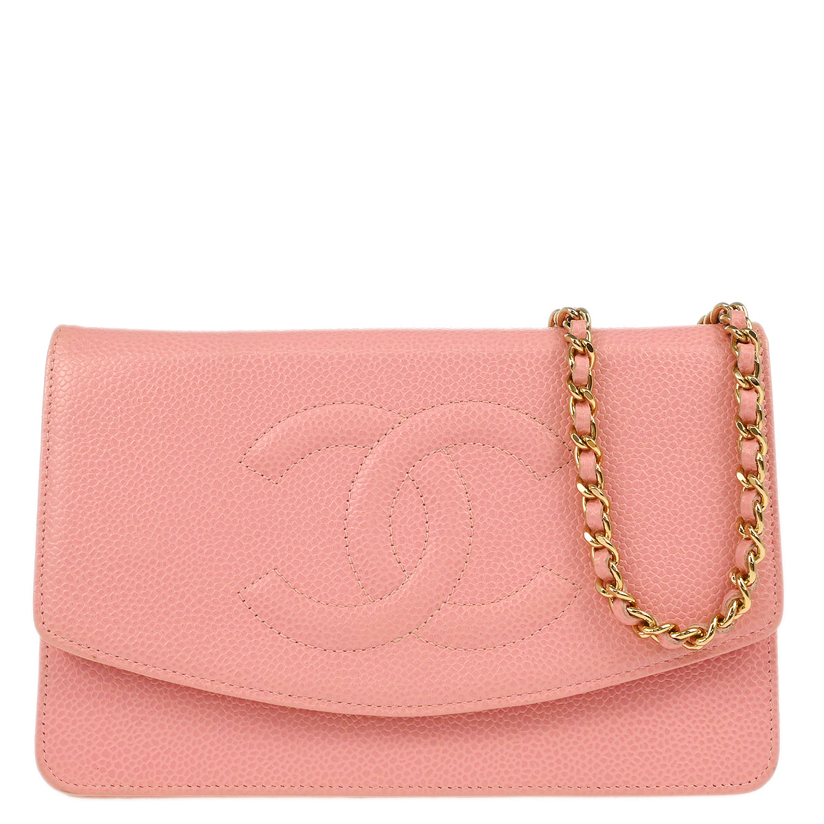 Chanel 2005-2006 Pink Caviar Timeless WOC Chain Shoulder Wallet Bag