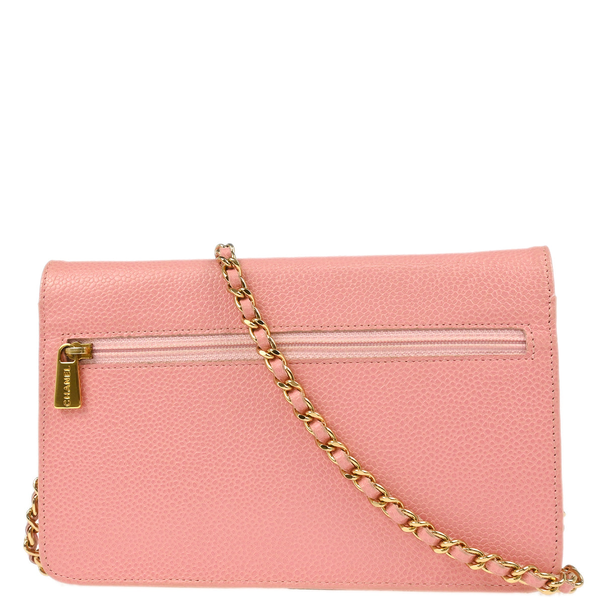 Chanel 2005-2006 Pink Caviar Timeless WOC Chain Shoulder Wallet Bag