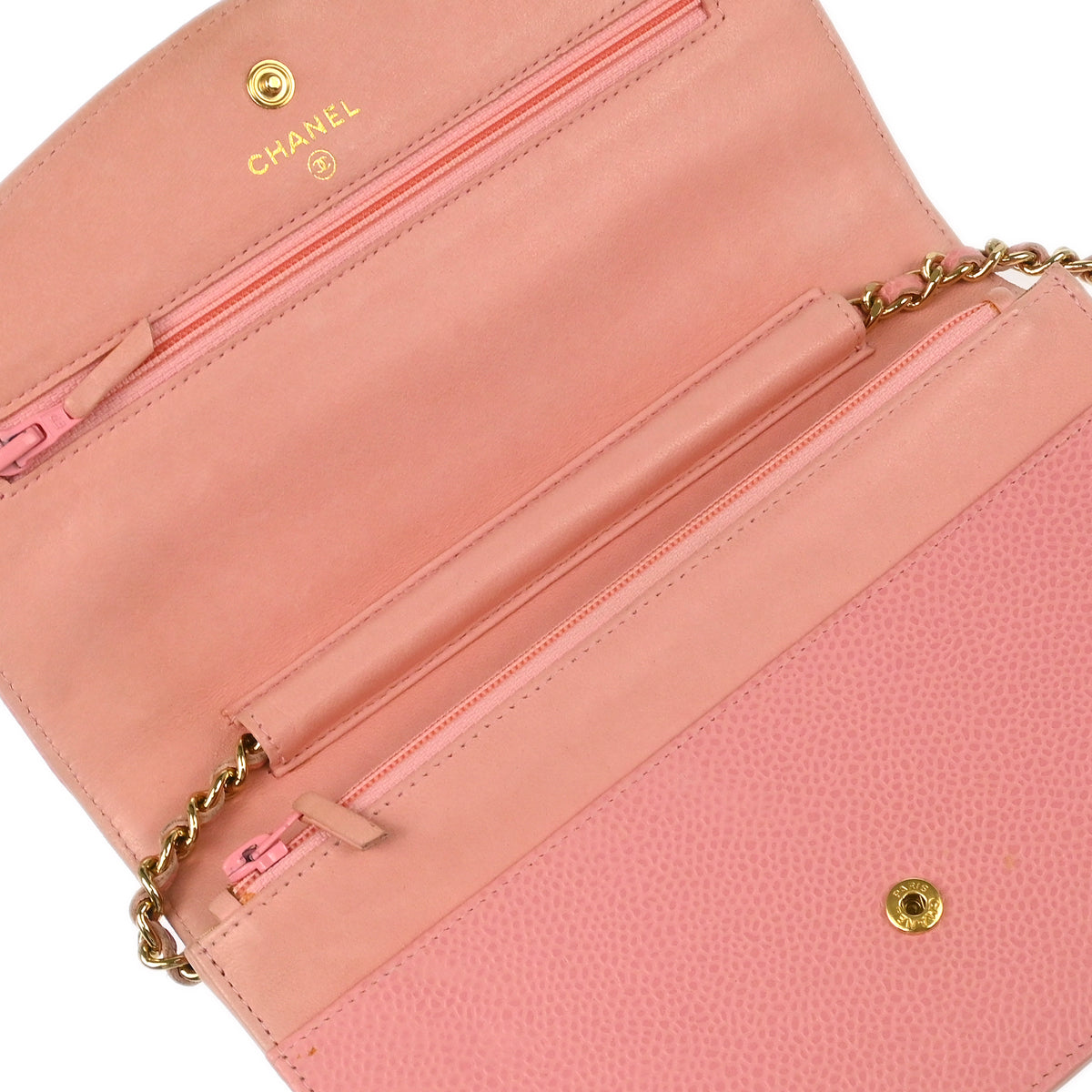 Chanel 2005-2006 Pink Caviar Timeless WOC Chain Shoulder Wallet Bag