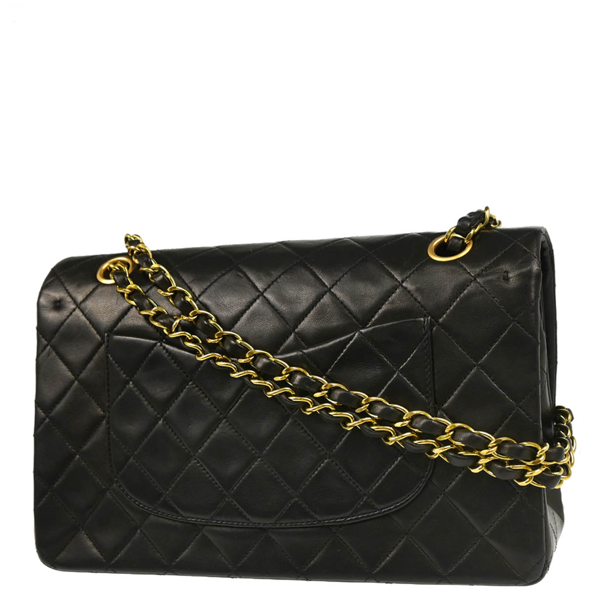 Chanel 1994-1996 Black Lambskin Medium Classic Double Flap Shoulder Bag