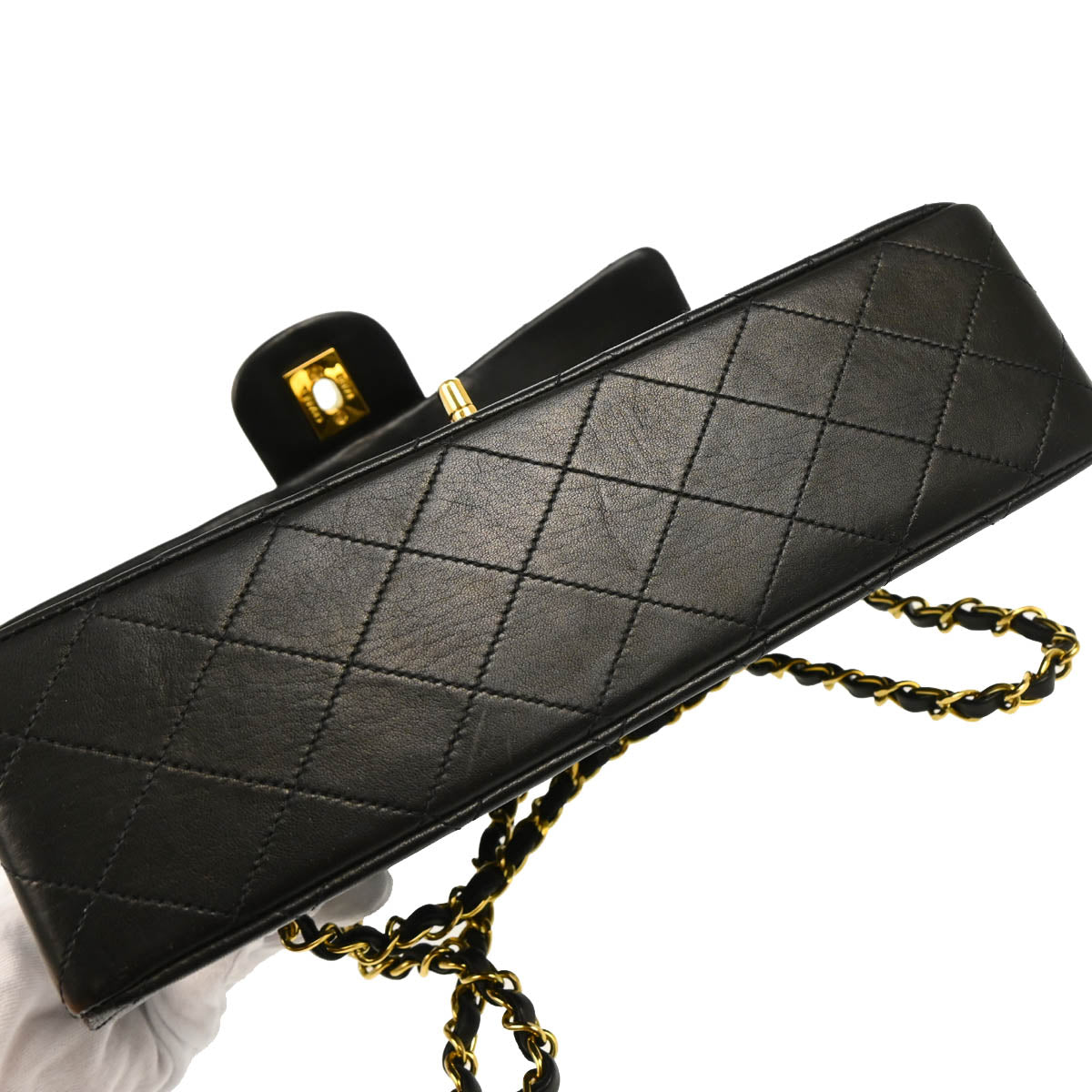Chanel 1994-1996 Black Lambskin Medium Classic Double Flap Shoulder Bag