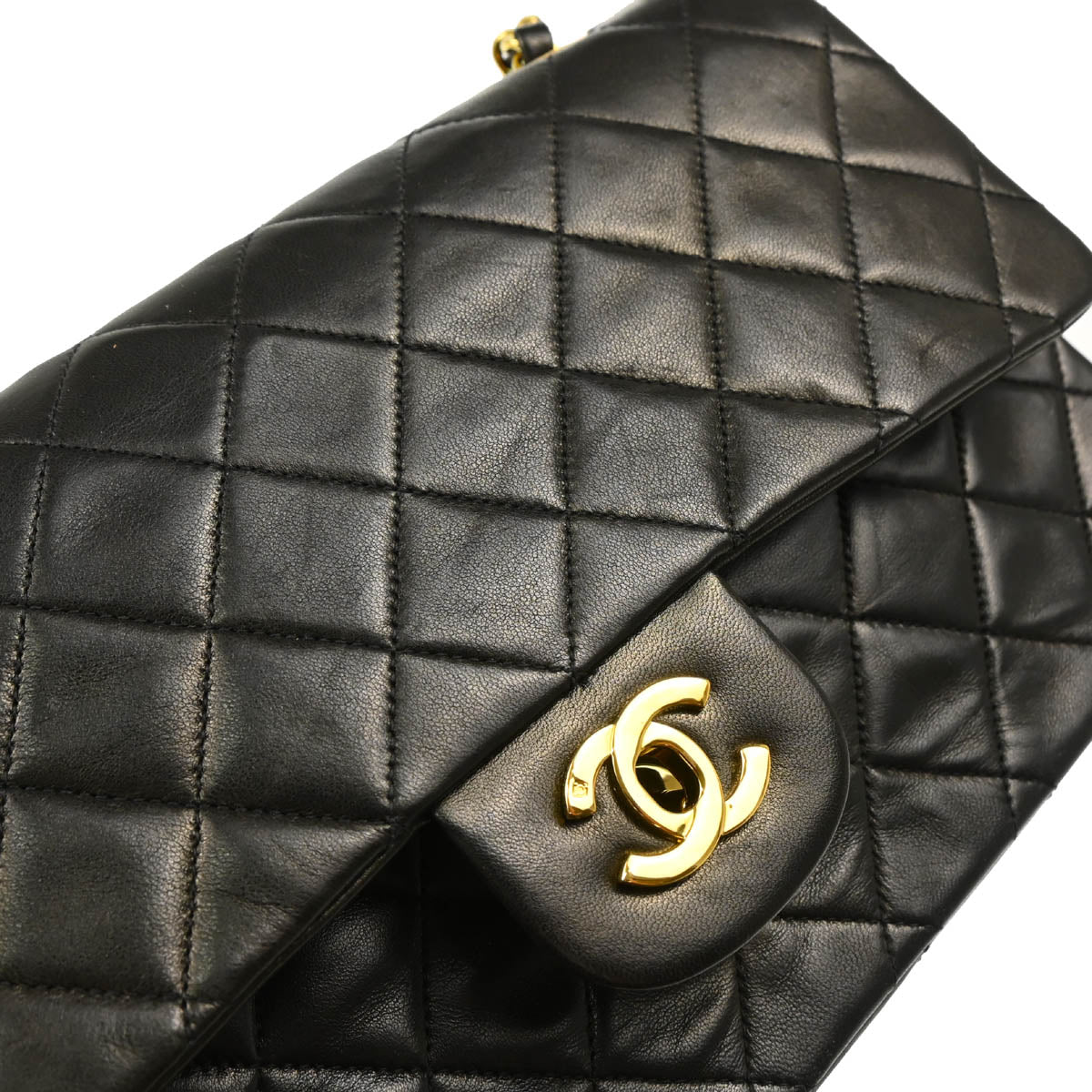 Chanel 1994-1996 Black Lambskin Medium Classic Double Flap Shoulder Bag
