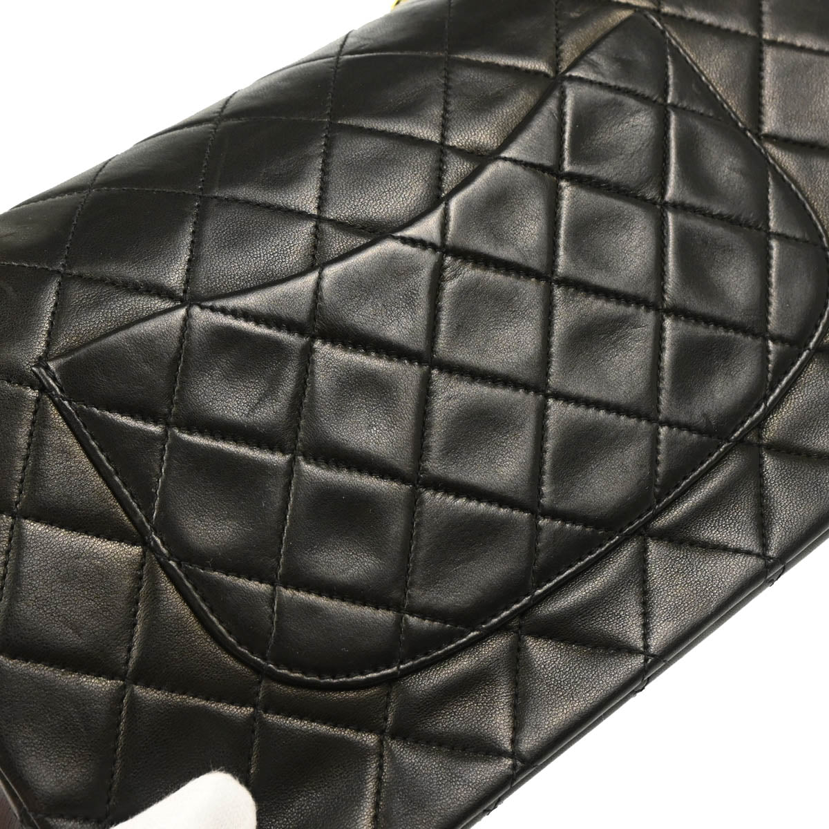 Chanel 1994-1996 Black Lambskin Medium Classic Double Flap Shoulder Bag