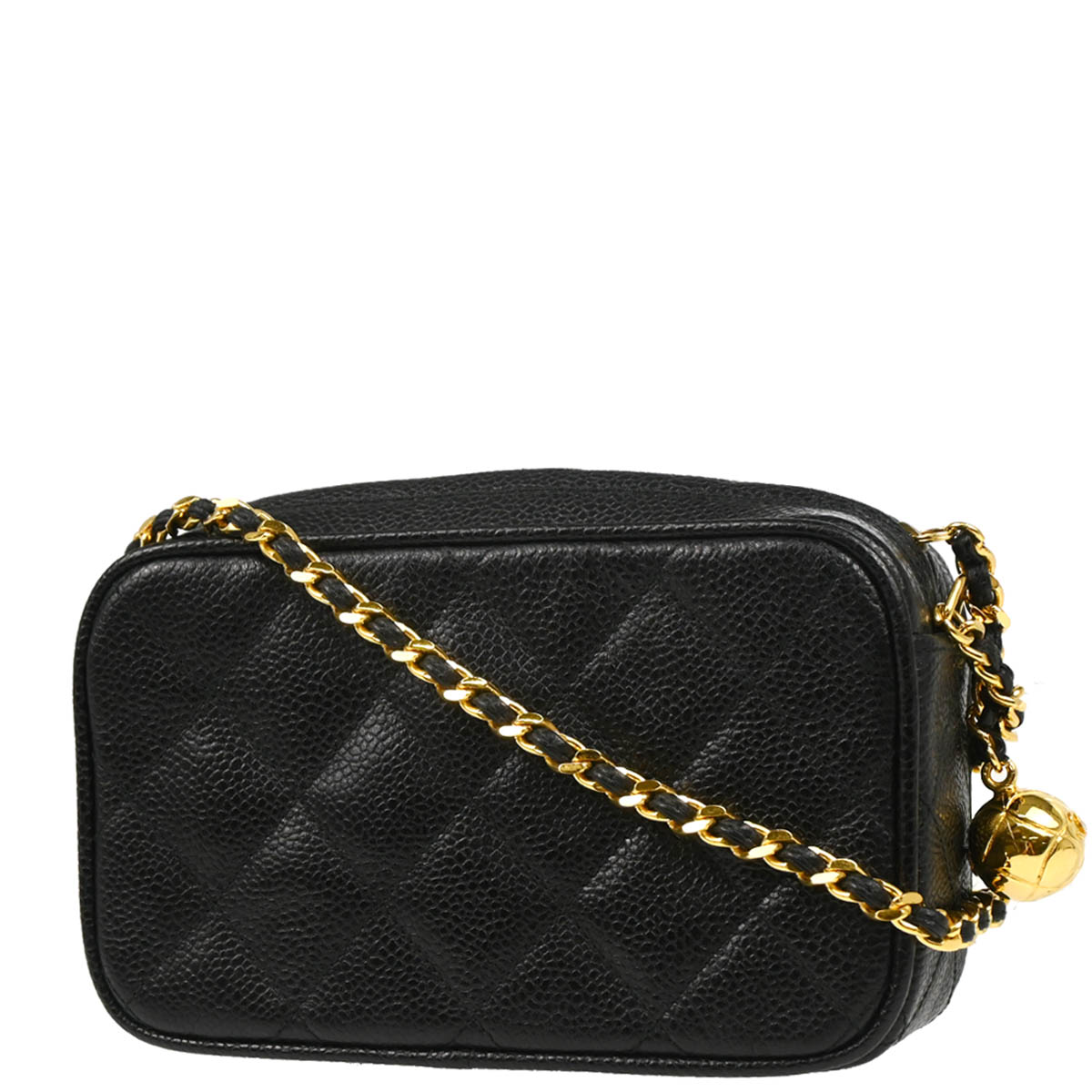 Chanel 1991-1994 Black Caviar Camera Bag Mini