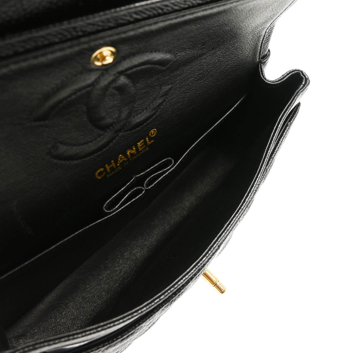 Chanel 2001-2003 Black Caviar Small Classic Double Flap Shoulder Bag