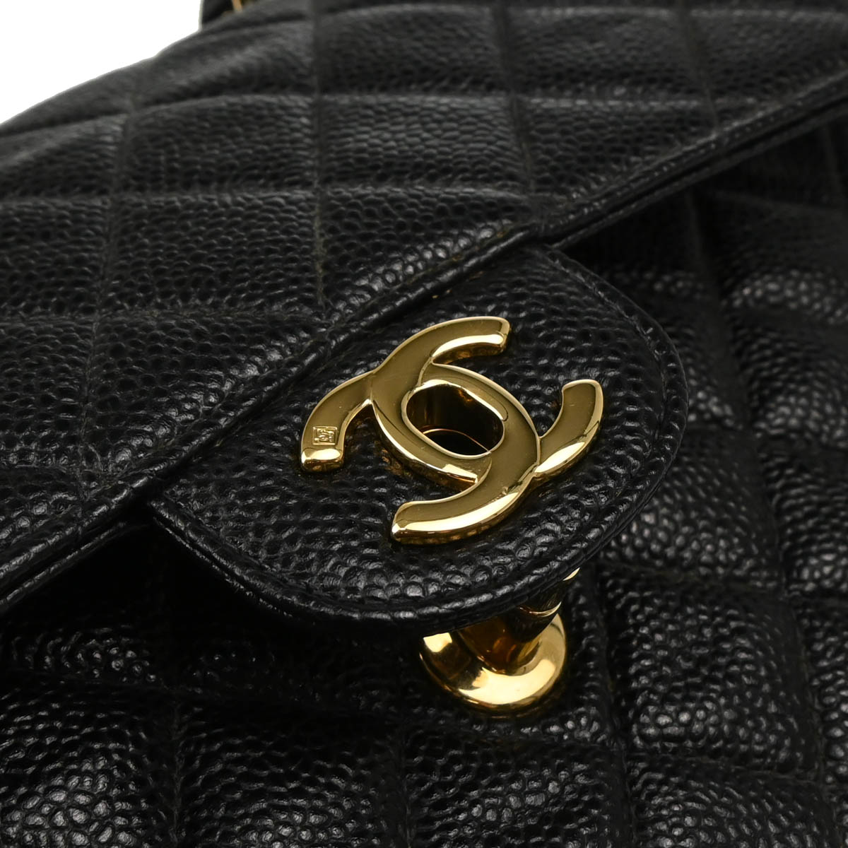 Chanel 2001-2003 Black Caviar Small Classic Double Flap Shoulder Bag