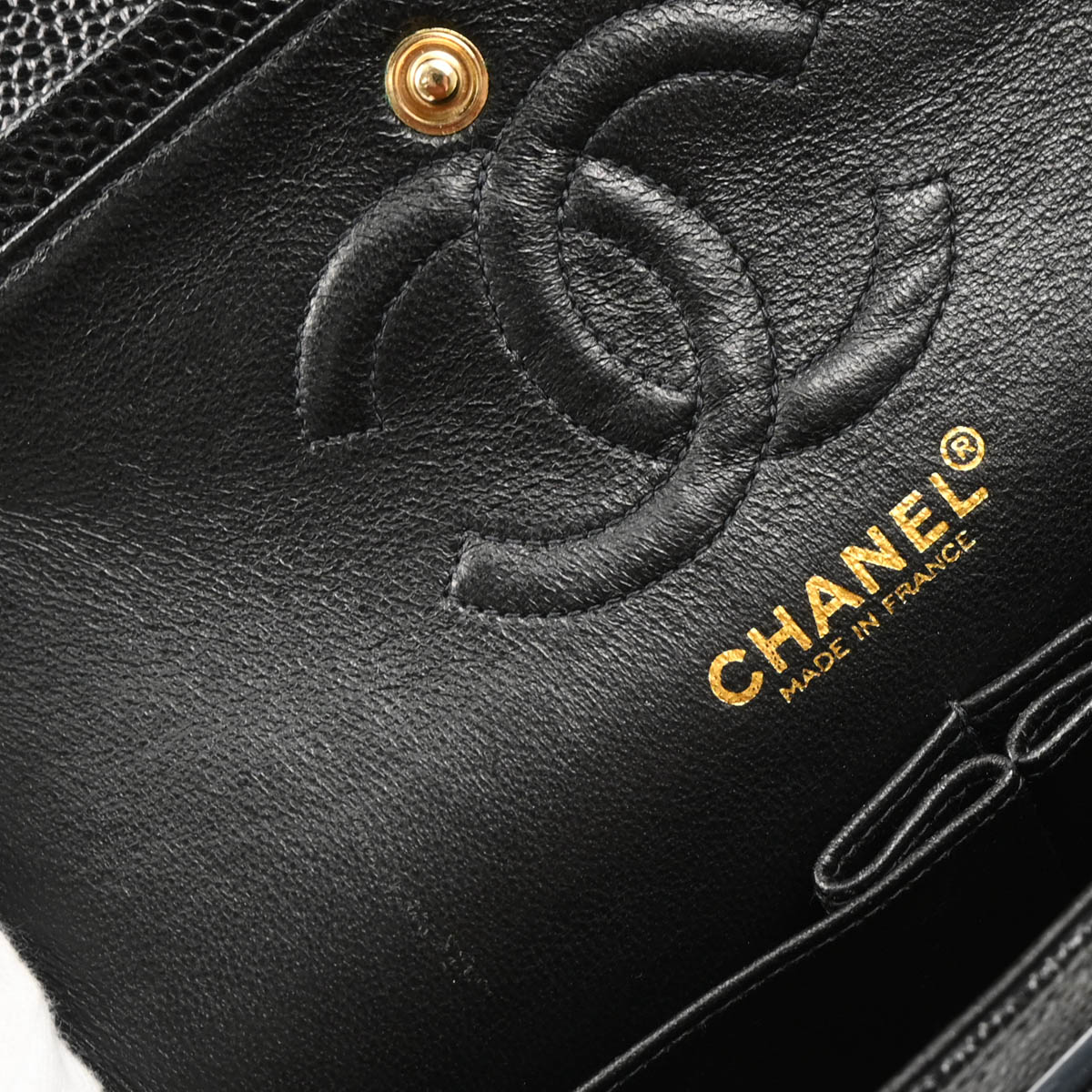 Chanel 2001-2003 Black Caviar Small Classic Double Flap Shoulder Bag