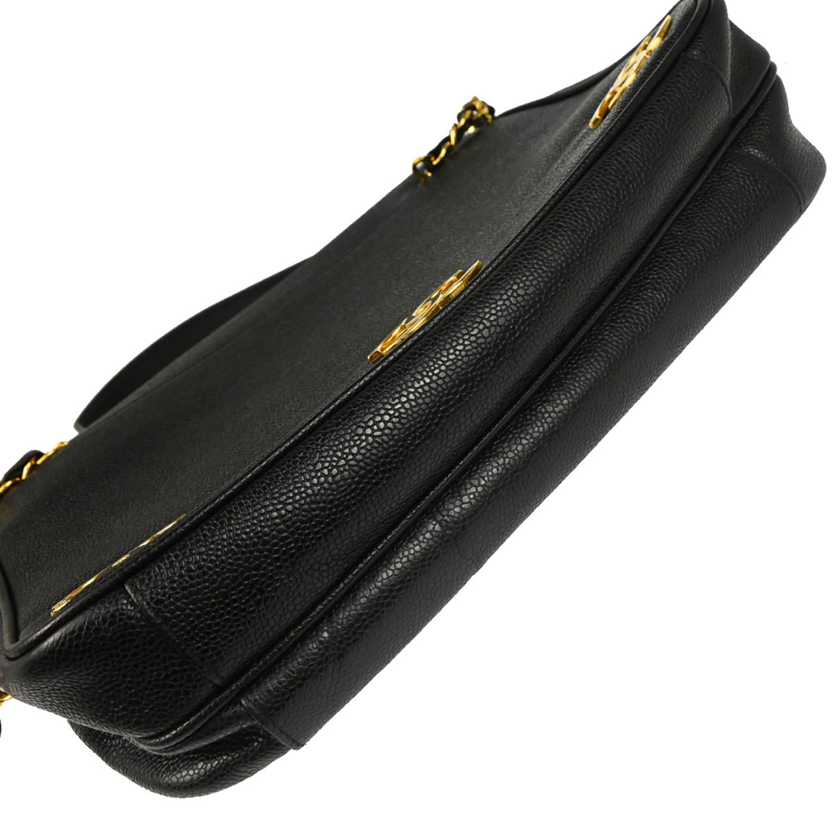 Chanel 1994-1996 Black Caviar Triple CC Shoulder Tote Bag