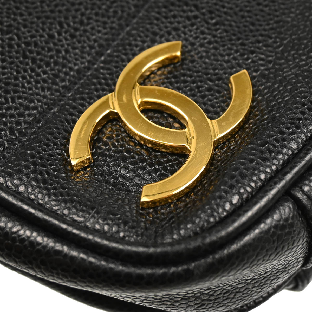 Chanel 1994-1996 Black Caviar Triple CC Shoulder Tote Bag
