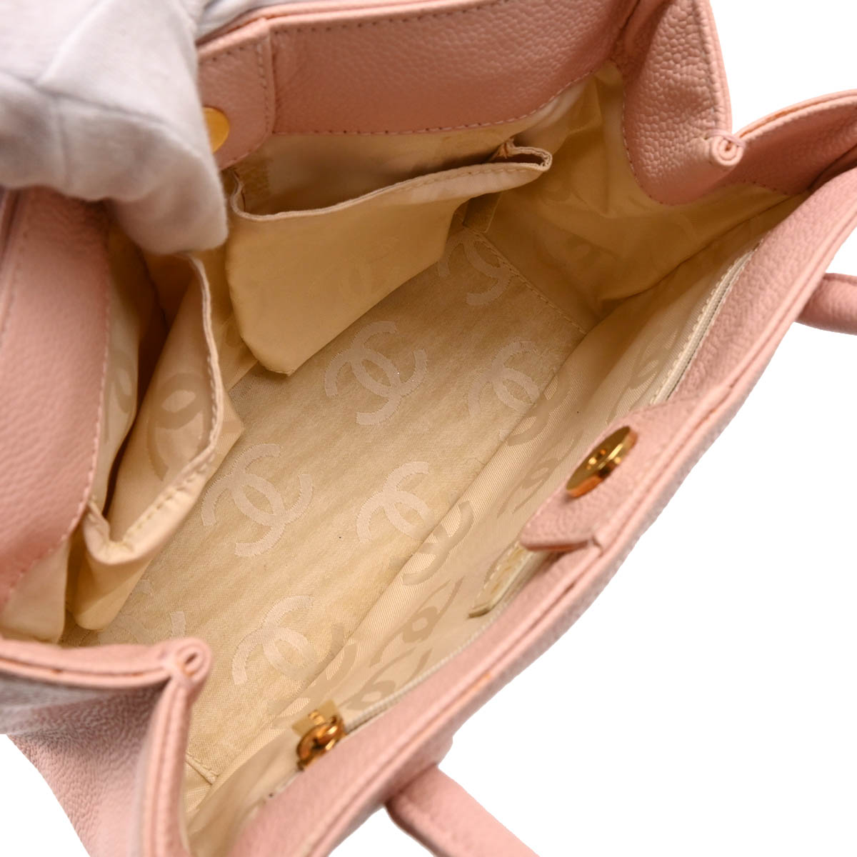 Chanel 2004-2005 Pink Caviar Triple CC Tote Handbag