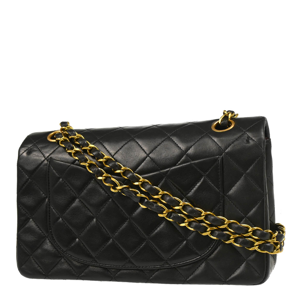 Chanel 1994-1996 Black Lambskin Small Classic Double Flap Shoulder Bag