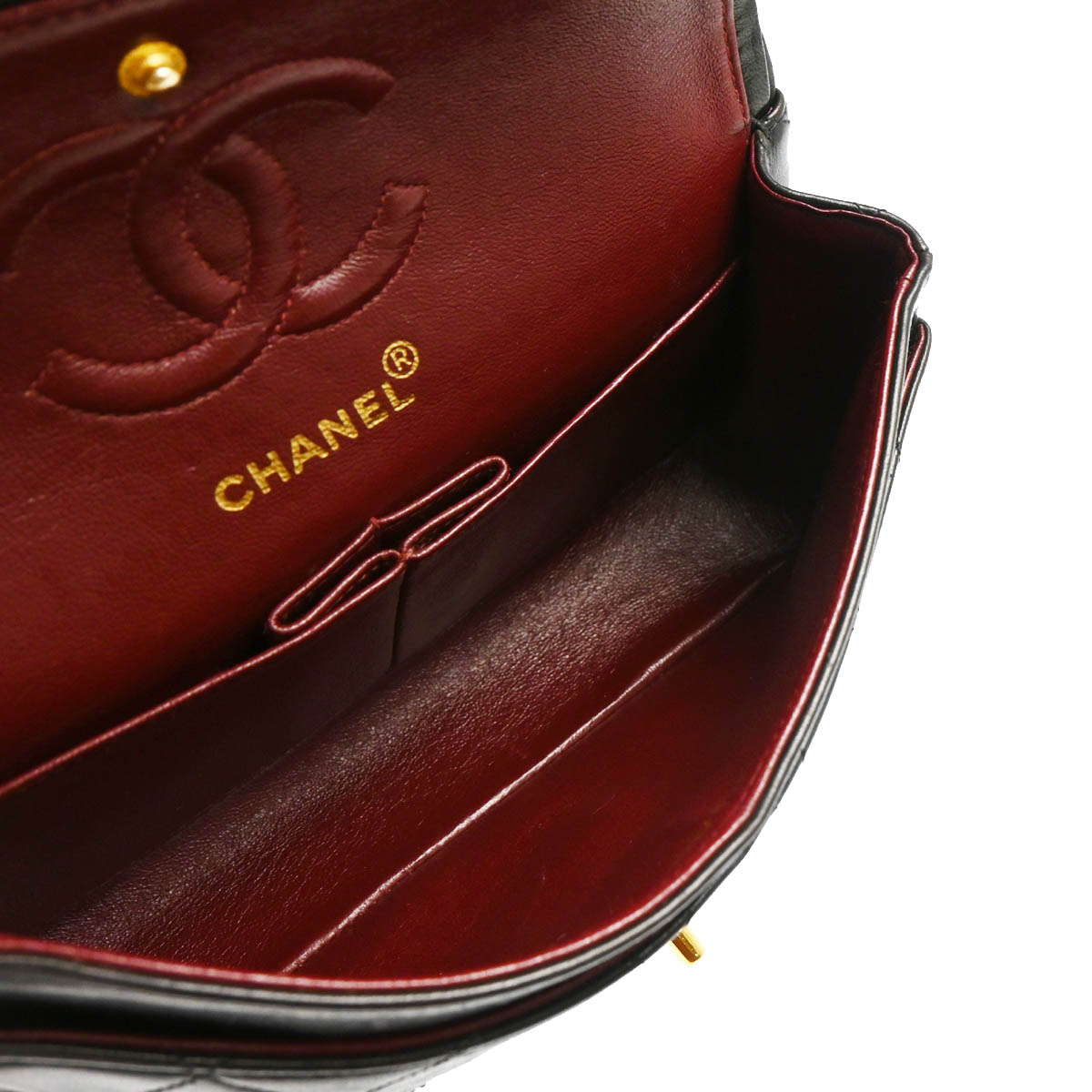 Chanel 1994-1996 Black Lambskin Small Classic Double Flap Shoulder Bag