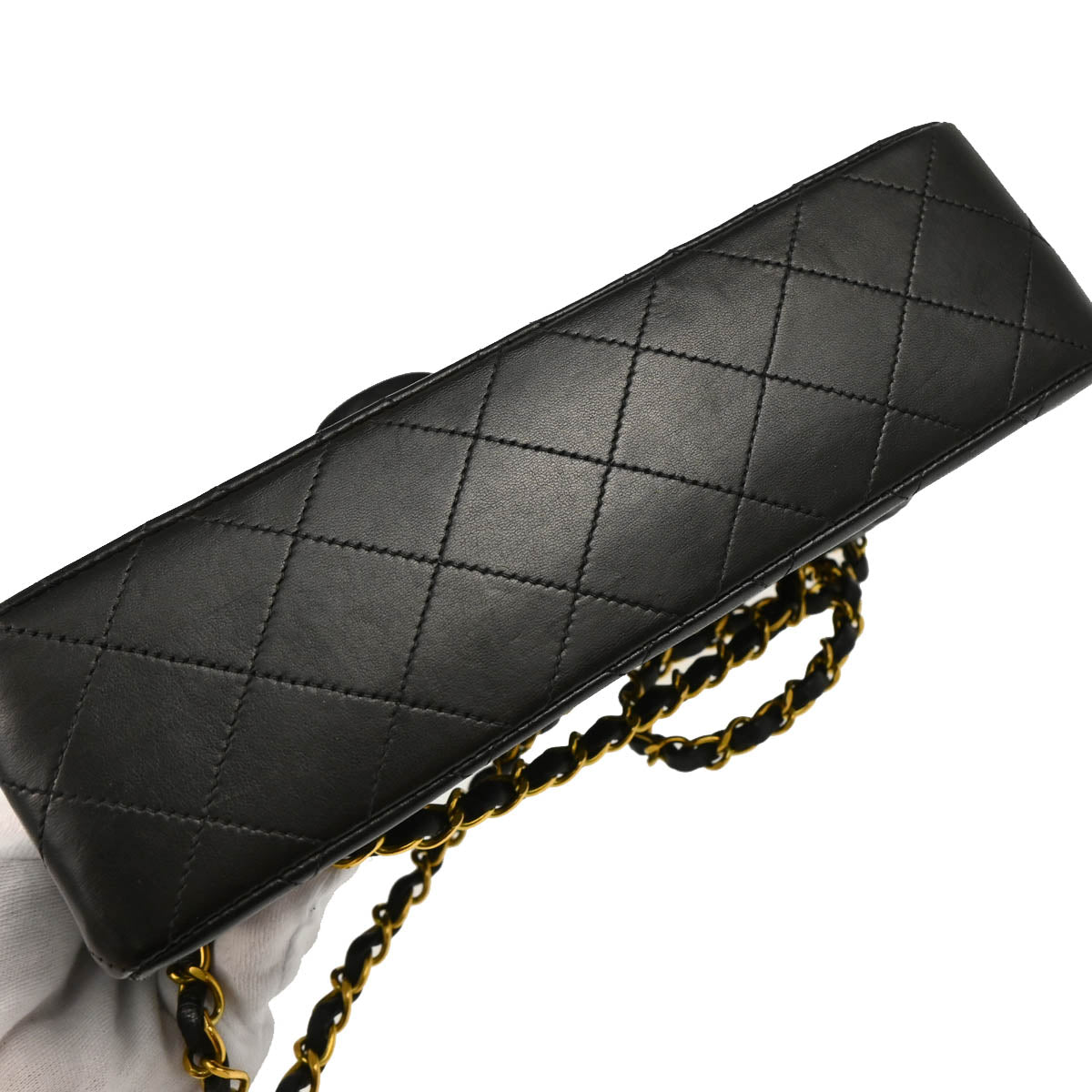 Chanel 1994-1996 Black Lambskin Small Classic Double Flap Shoulder Bag