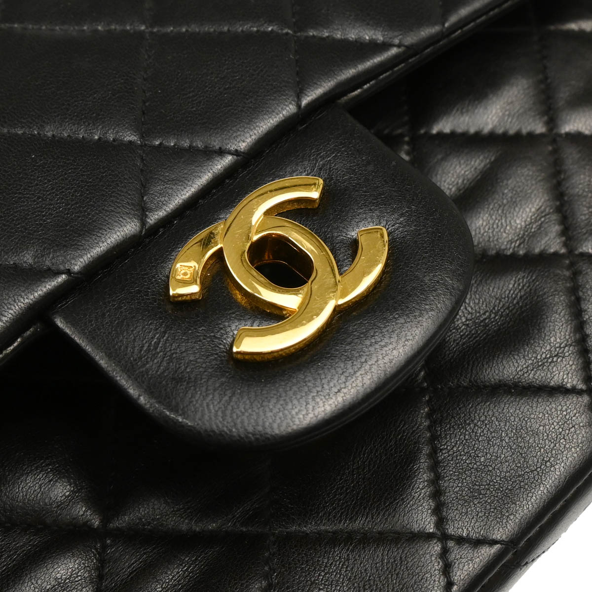 Chanel 1994-1996 Black Lambskin Small Classic Double Flap Shoulder Bag