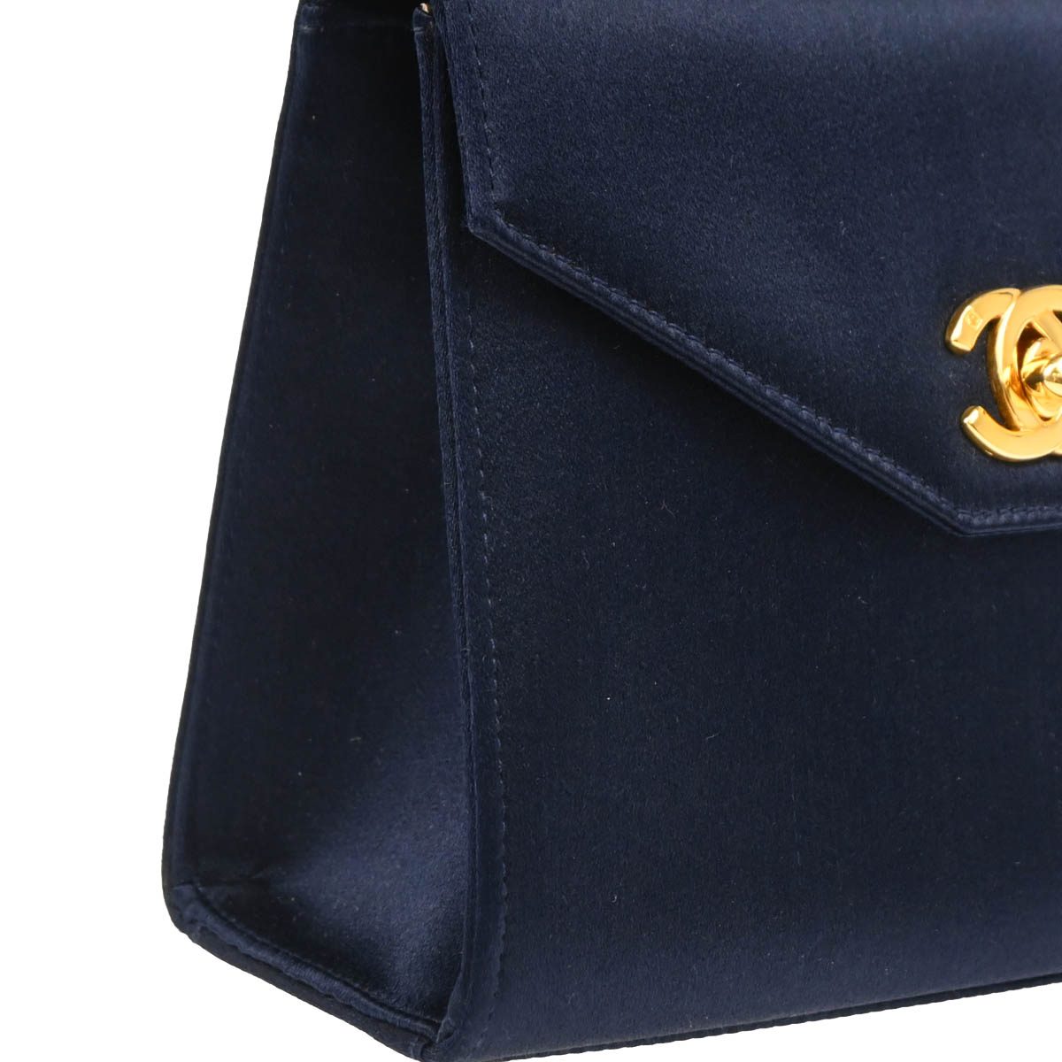 Chanel 1996-1997 Navy Satin Handbag