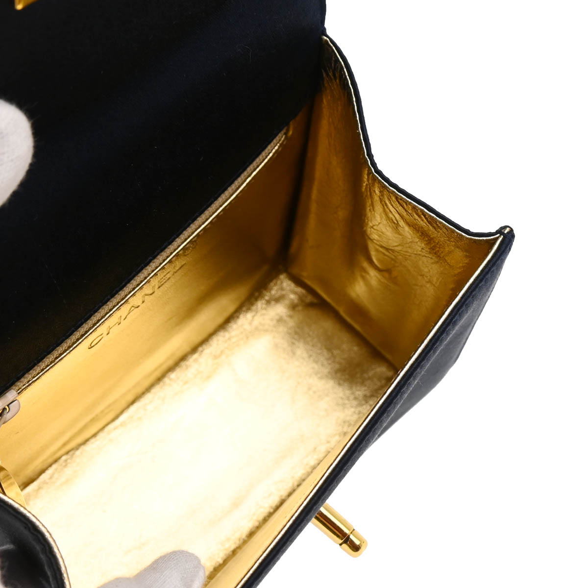 Chanel 1996-1997 Navy Satin Handbag